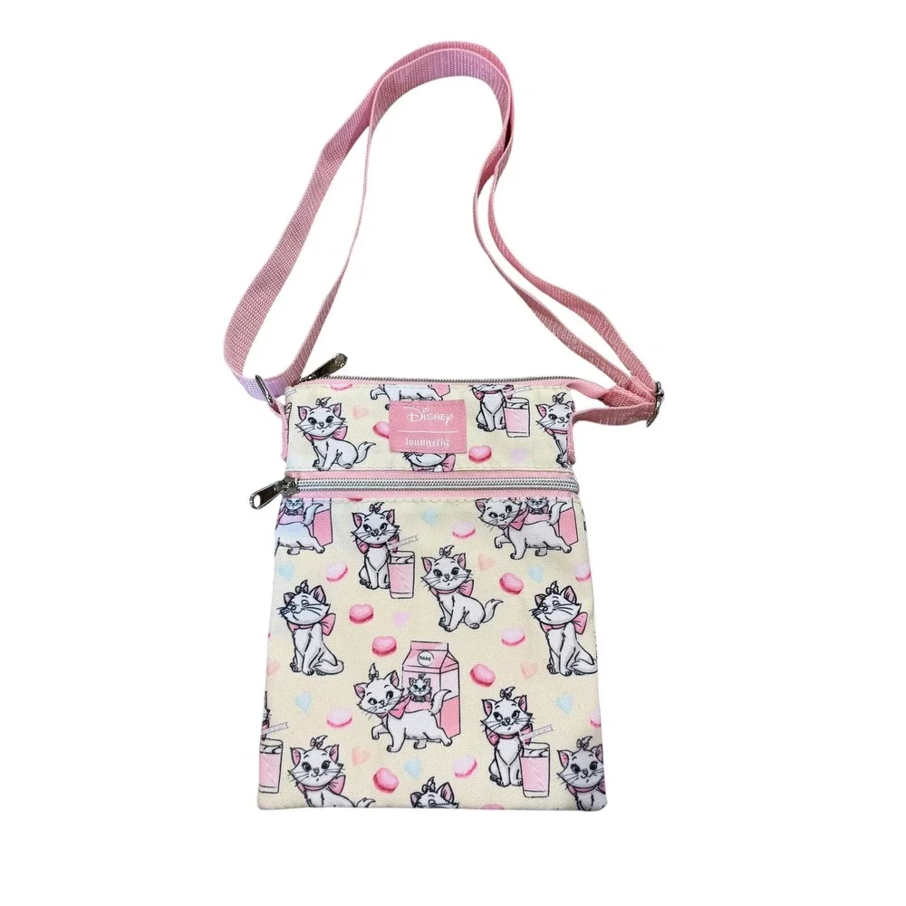 Loungefly Disney Aristocrats Crossbody Bag Pink White Marie Cat Adjustable Strap
